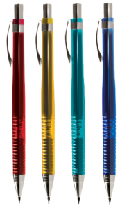 <p>Ołówek automatyczny w przezroczystej, kolorowej obudowie.</p>